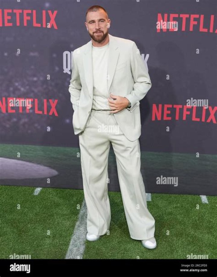 Travis Kelce attends the Netflix Premiere of "Quarterback" at Netflix Tudum Theater on July 11, 2023 in Los Angeles, California.